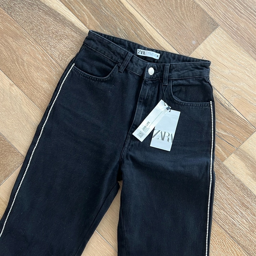 ZARA Z1975 Side Jewel Straight Full Length Jeans - Picture 3 of 6